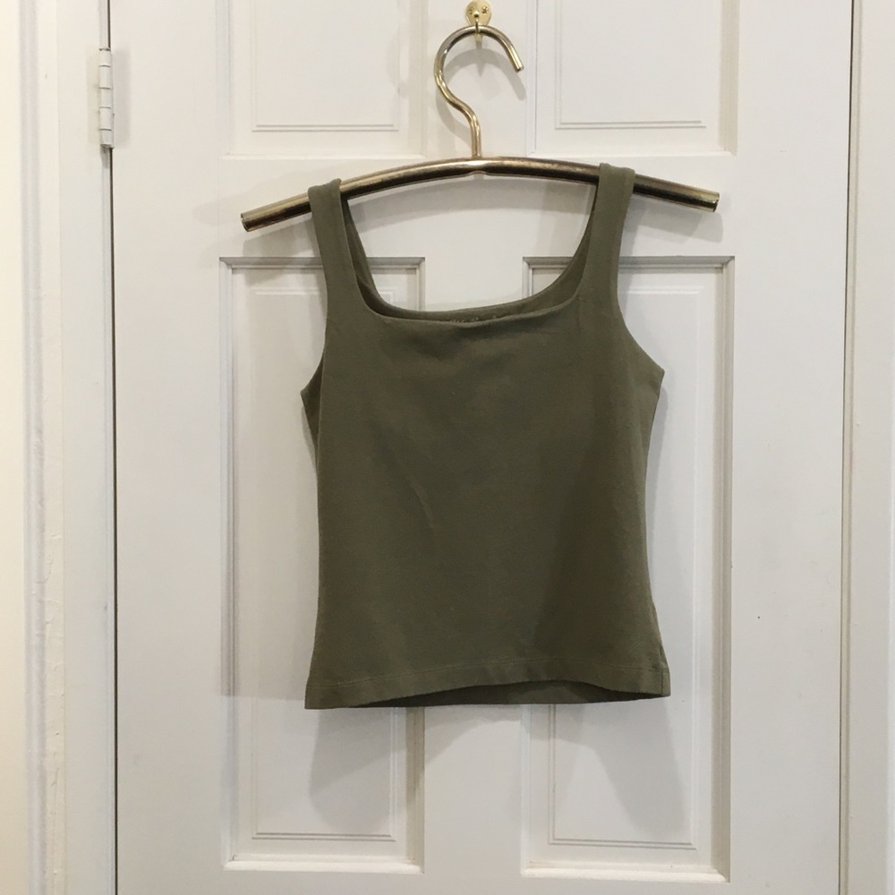 Eddie Bauer Cotton Olive Green Tank Top